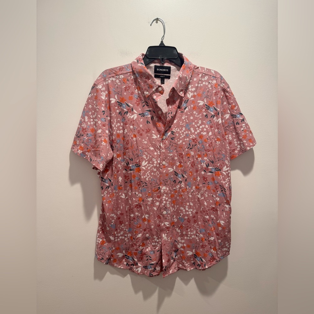 Bonobos Pink Floral Short-Sleeve Button-Up Shirt